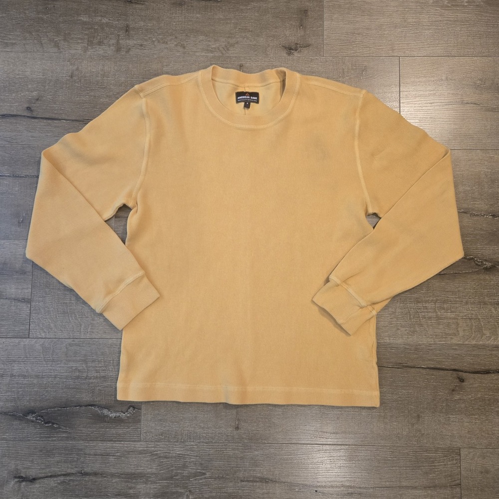 American Giant Yellow Men's Thermal Long Sleeve Crew Tee Size Small